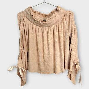 Free People Womens Top Sz S/P Peach Cropped Relaxed Swiftie Loose Boho Hippie Y2